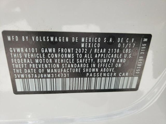 Photo 10 from auction – 2017 VOLKSWAGEN JETTA S with VIN 3VW167AJ6HM314731