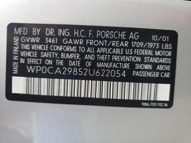 Photo 10 from auction – 2002 PORSCHE BOXSTER with VIN WP0CA29852U622054