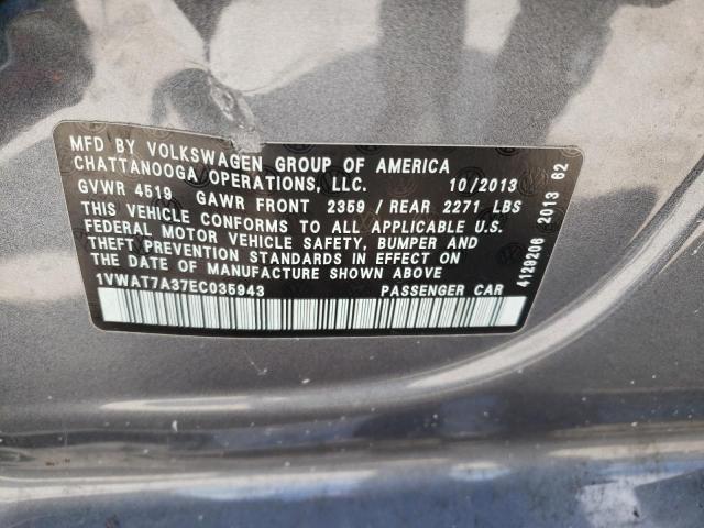 Photo 10 from auction – 2014 VOLKSWAGEN PASSAT S with VIN 1VWAT7A37EC035943