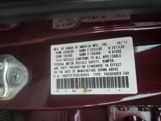 Photo 10 from auction – 2012 HONDA ACCORD LX with VIN 1HGCP2F35CA186804