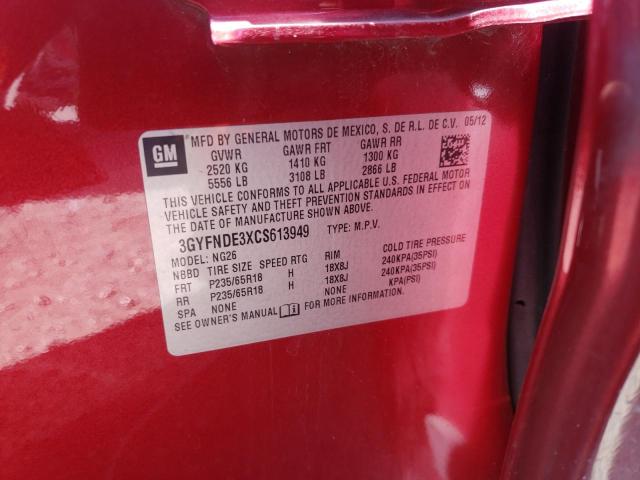 Photo 10 from auction – 2012 CADILLAC SRX LUXURY with VIN 3GYFNDE3XCS613949
