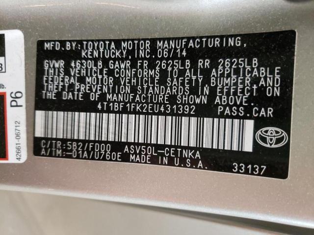 Photo 10 from auction – 2014 TOYOTA CAMRY L with VIN 4T1BF1FK2EU431392