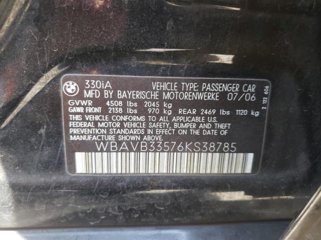 Photo 10 from auction – 2006 BMW 330 I with VIN WBAVB33576KS38785