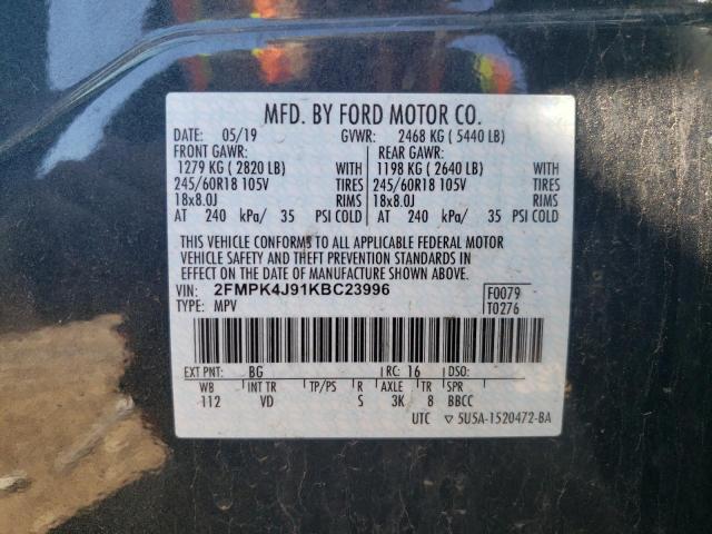 Photo 10 from auction – 2019 FORD EDGE SEL with VIN 2FMPK4J91KBC23996