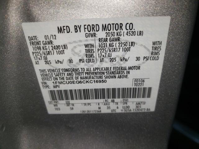 Photo 10 from auction – 2012 FORD ESCAPE LIM with VIN 1FMCU0EG6CKC16950