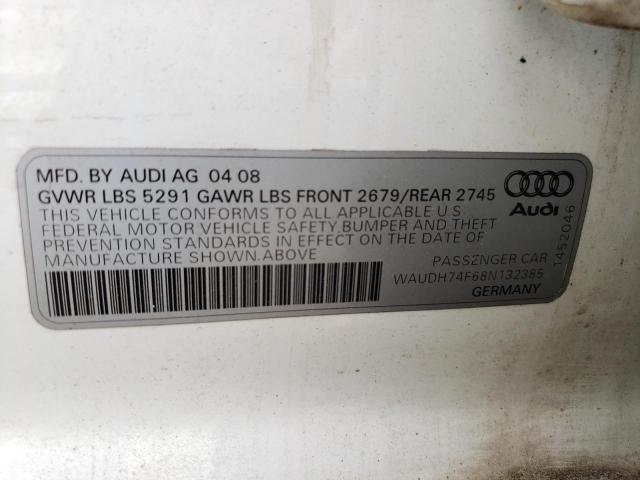 Photo 10 from auction – 2008 AUDI A6 3.2 QUA with VIN WAUDH74F68N132385