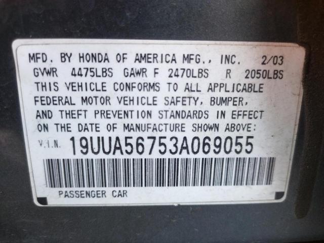 Photo 10 from auction – 2003 ACURA 3.2TL with VIN 19UUA56753A069055