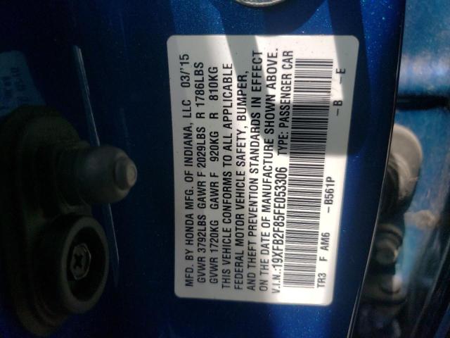 Photo 10 from auction – 2015 HONDA CIVIC EX with VIN 19XFB2F85FE053306