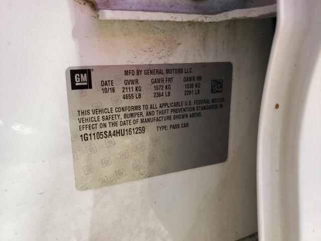Photo 10 from auction – 2017 CHEVROLET IMPALA LT with VIN 1G1105SA4HU161259