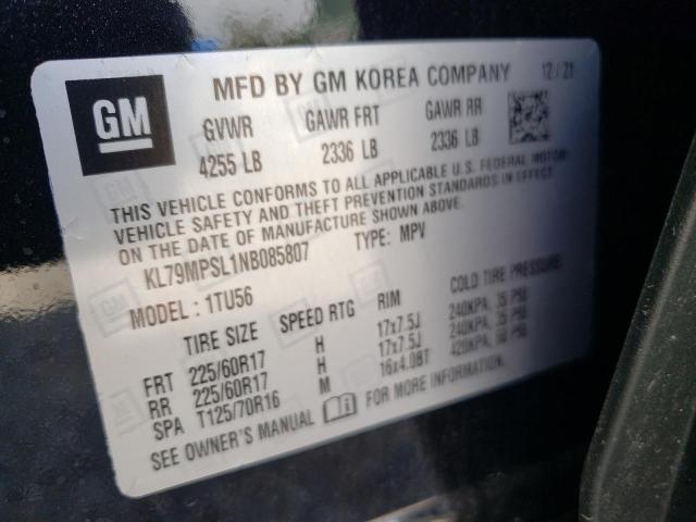 Photo 10 from auction – 2022 CHEVROLET TRAILBLAZE with VIN KL79MPSL1NB085807