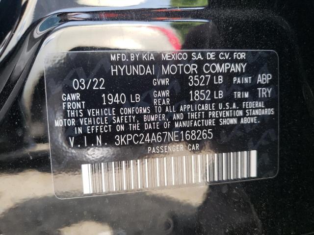 Photo 10 from auction – 2022 HYUNDAI ACCENT SE with VIN 3KPC24A67NE168265