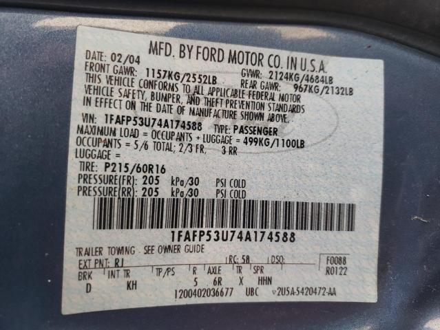 Photo 10 from auction – 2004 FORD TAURUS SE with VIN 1FAFP53U74A174588
