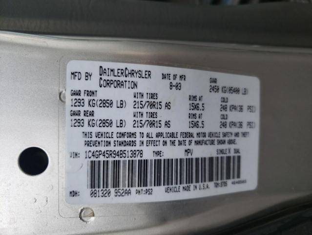 Photo 10 from auction – 2004 CHRYSLER TOWN & COU with VIN 1C4GP45R94B513878