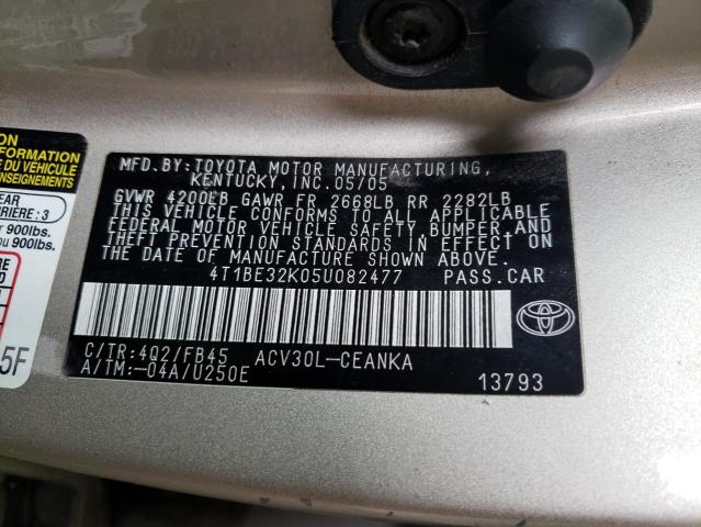Photo 10 from auction – 2005 TOYOTA CAMRY LE with VIN 4T1BE32K05U082477