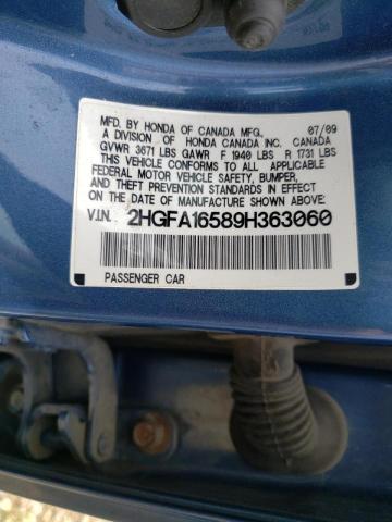 Photo 10 from auction – 2009 HONDA CIVIC with VIN 2HGFA16589H363060