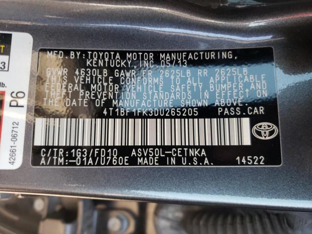 Photo 10 from auction – 2013 TOYOTA CAMRY L with VIN 4T1BF1FK3DU265205