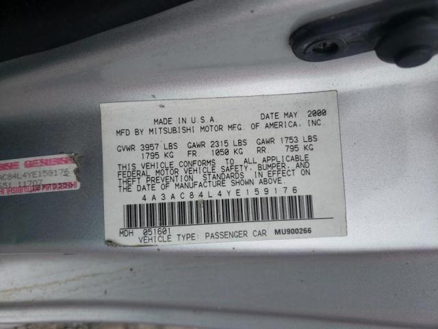 Photo 10 from auction – 2000 MITSUBISHI ECLIPSE GT with VIN 4A3AC84L4YE159176