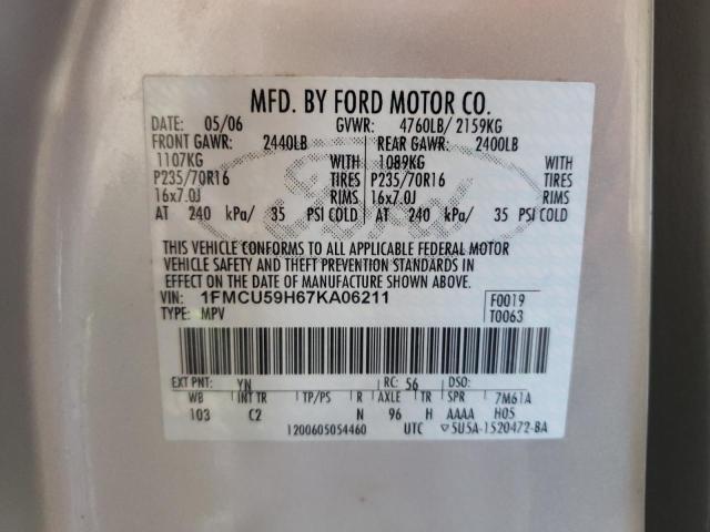 Photo 10 from auction – 2007 FORD ESCAPE HEV with VIN 1FMCU59H67KA06211