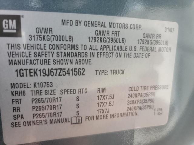 Photo 10 from auction – 2007 GMC NEW SIERRA with VIN 1GTEK19J67Z541562