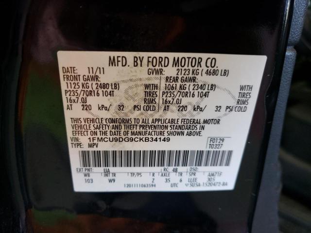 Photo 10 from auction – 2012 FORD ESCAPE XLT with VIN 1FMCU9DG9CKB34149