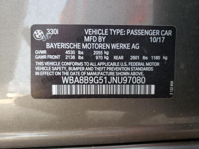 Photo 10 from auction – 2018 BMW 330 I with VIN WBA8B9G51JNU97080