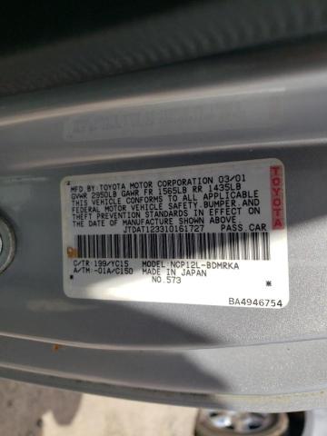 Photo 10 from auction – 2001 TOYOTA ECHO with VIN JTDAT123310161727