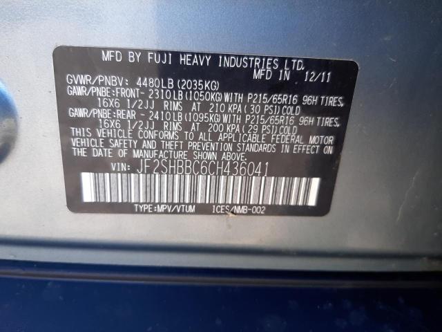 Photo 10 from auction – 2012 SUBARU FORESTER 2 with VIN JF2SHBBC6CH436041