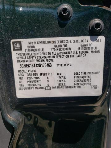 Photo 10 from auction – 2002 CHEVROLET AVALANCHE with VIN 3GNEK13T42G178463