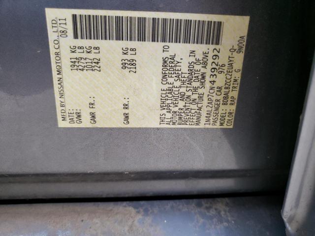 Photo 10 from auction – 2012 NISSAN ALTIMA BAS with VIN 1N4AL2AP7CN439292