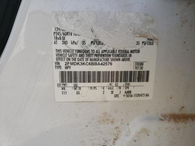 Photo 10 from auction – 2011 FORD EDGE LIMIT with VIN 2FMDK3KC6BBA42576