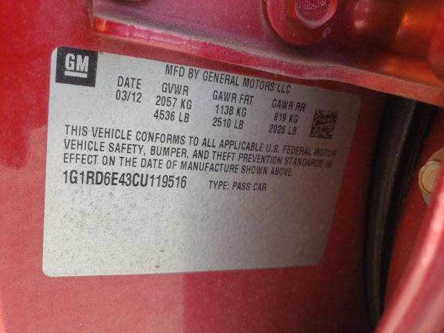 Photo 10 from auction – 2012 CHEVROLET VOLT with VIN 1G1RD6E43CU119516