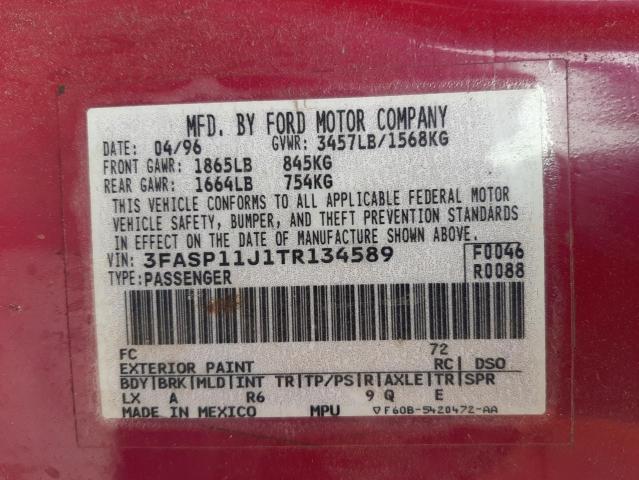 Photo 10 from auction – 1996 FORD ESCORT LX with VIN 3FASP11J1TR134589