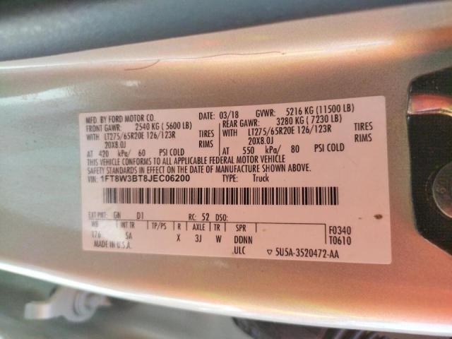 Photo 10 from auction – 2018 FORD F350 SUPER with VIN 1FT8W3BT8JEC06200