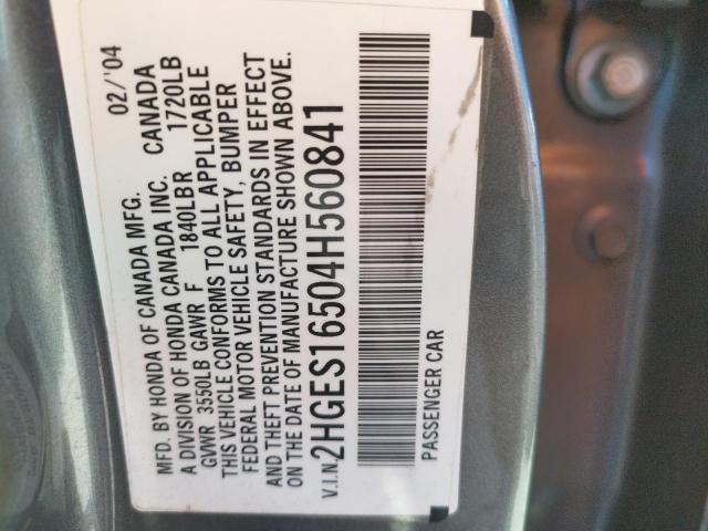 Photo 10 from auction – 2004 HONDA CIVIC with VIN 2HGES16504H560841