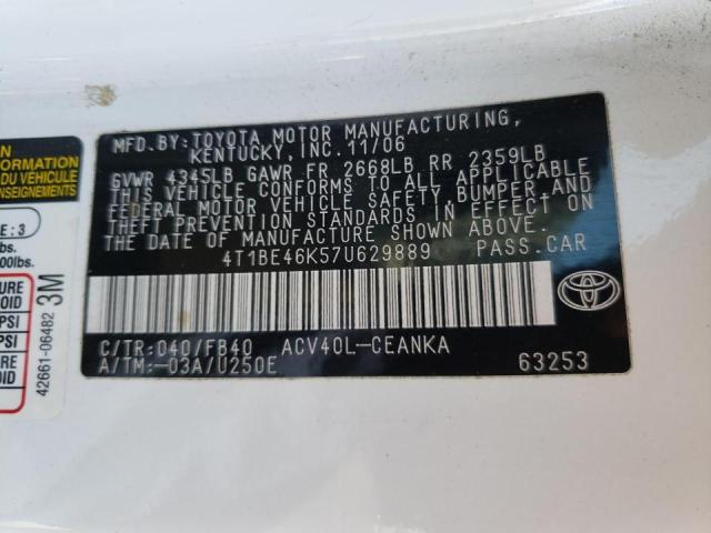 Photo 10 from auction – 2007 TOYOTA CAMRY CE with VIN 4T1BE46K57U629889