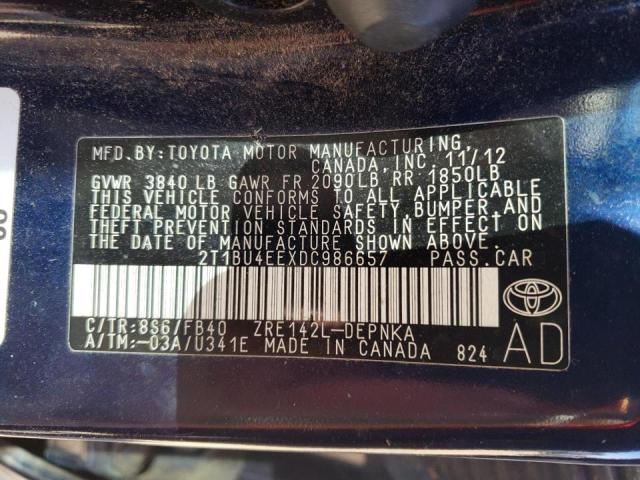 Photo 10 from auction – 2013 TOYOTA COROLLA BA with VIN 2T1BU4EEXDC986657