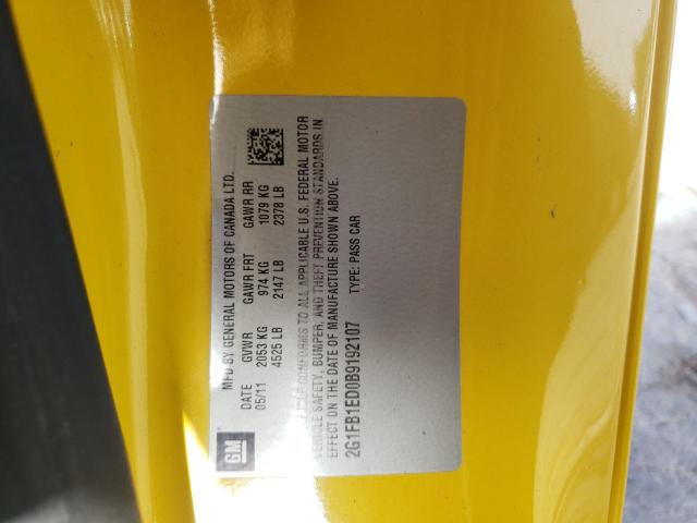 Photo 10 from auction – 2011 CHEVROLET CAMARO LT with VIN 2G1FB1ED0B9192107