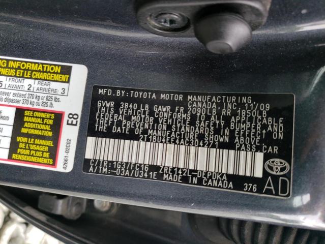 Photo 10 from auction – 2010 TOYOTA COROLLA BA with VIN 2T1BU4EE4AC304271