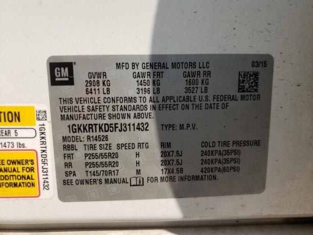 Photo 10 from auction – 2015 GMC ACADIA DEN with VIN 1GKKRTKD5FJ311432