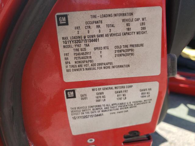 Photo 10 from auction – 2001 CHEVROLET CORVETTE with VIN 1G1YY32G715134461
