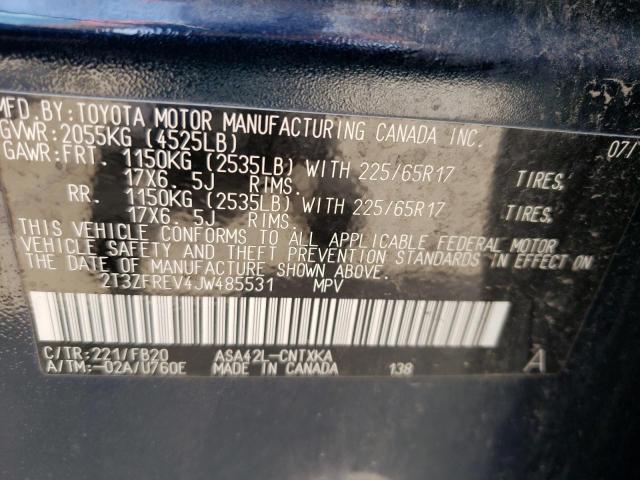 Photo 10 from auction – 2018 TOYOTA RAV4 LE with VIN 2T3ZFREV4JW485531