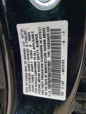Photo 10 from auction – 2014 HONDA CIVIC LX with VIN 19XFB2F56EE221801