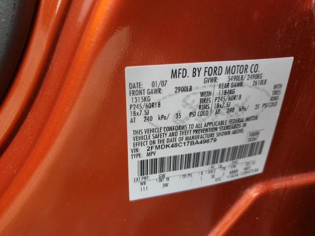 Photo 10 from auction – 2007 FORD EDGE SEL with VIN 2FMDK48C17BA49679
