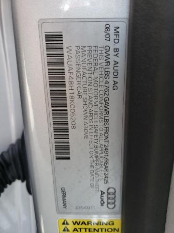 Photo 10 from auction – 2008 AUDI A4 2.0T CA with VIN WAUAF48H18K005208