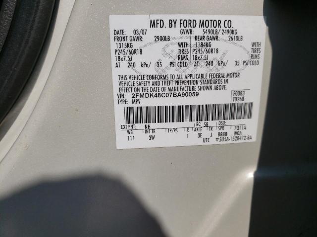 Photo 10 from auction – 2007 FORD EDGE SEL with VIN 2FMDK48C07BA90059