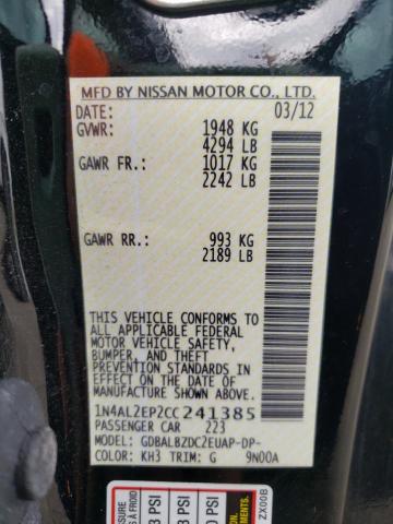 Photo 10 from auction – 2012 NISSAN ALTIMA S with VIN 1N4AL2EP2CC241385