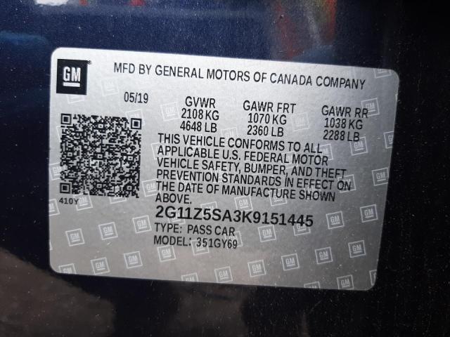 Photo 10 from auction – 2019 CHEVROLET IMPALA LT with VIN 2G11Z5SA3K9151445