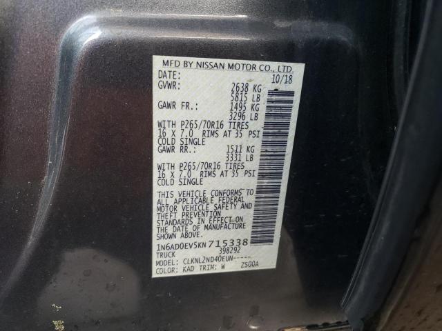 Photo 10 from auction – 2019 NISSAN FRONTIER S with VIN 1N6AD0EV5KN715338