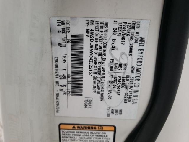 Photo 10 from auction – 2004 MERCURY MOUNTAINEE with VIN 4M2DU86W04ZJ22157