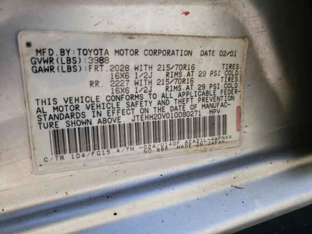 Photo 10 from auction – 2001 TOYOTA RAV4 with VIN JTEHH20V010080271